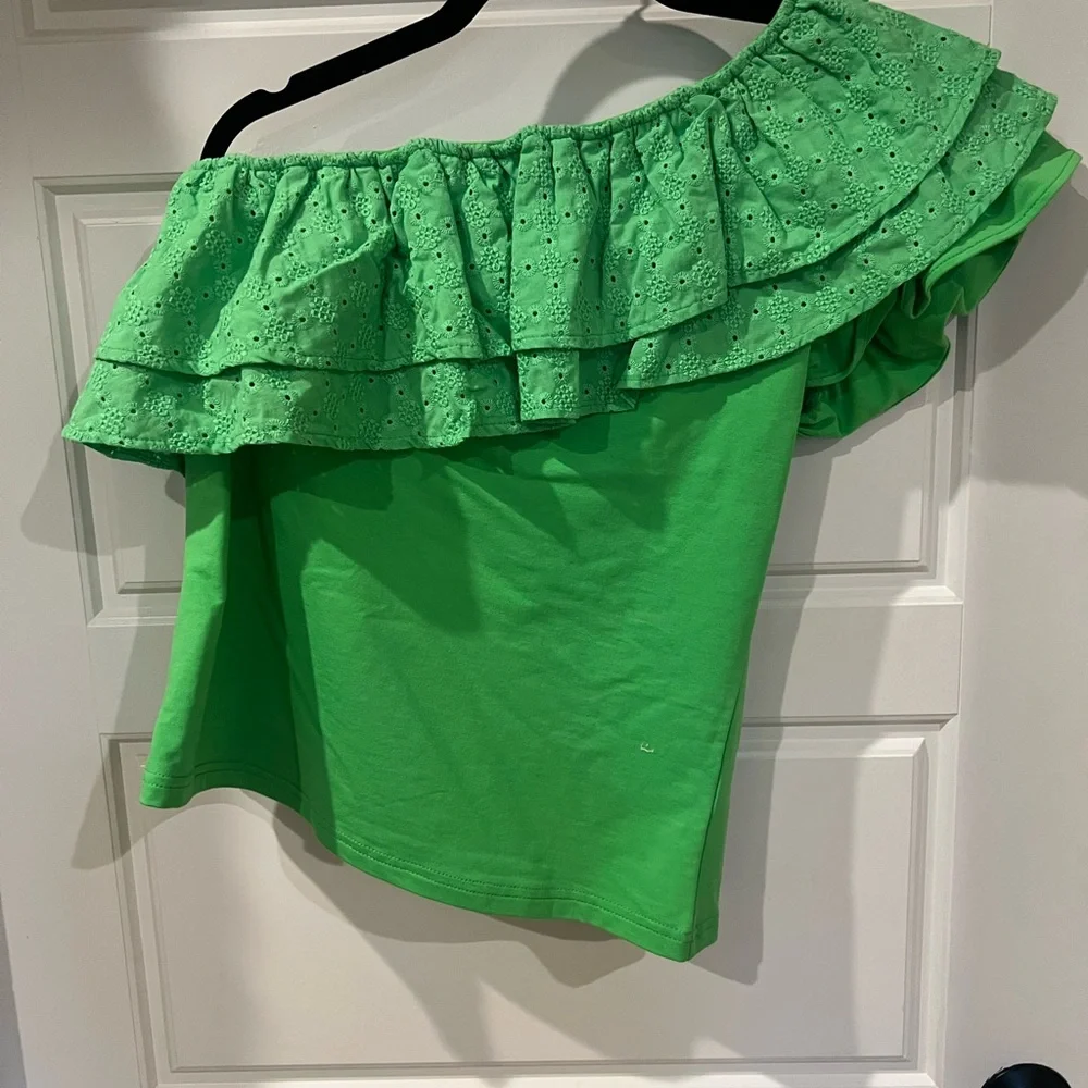 Strut & Bolt Green Off-Shoulder Ruffle Top - Picture 1 of 1
